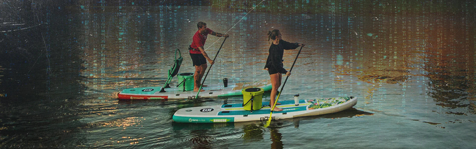 Man fishing on paddle board