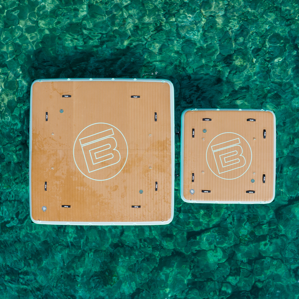 Top view of the Dock 7 vs Dock 10 size comparison in the water