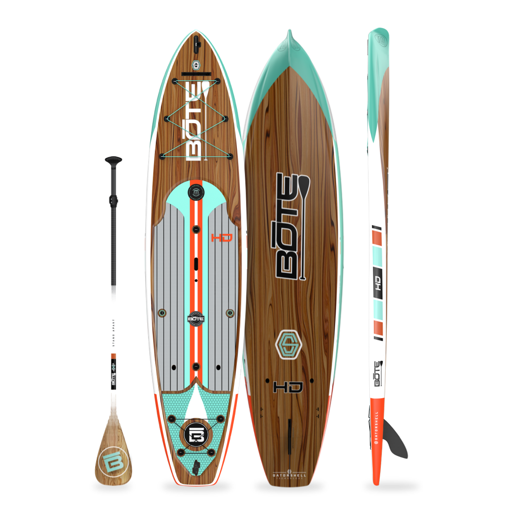 Top, side, and bottom view of the HD 10′6″ Classic Mangrove Paddle Board