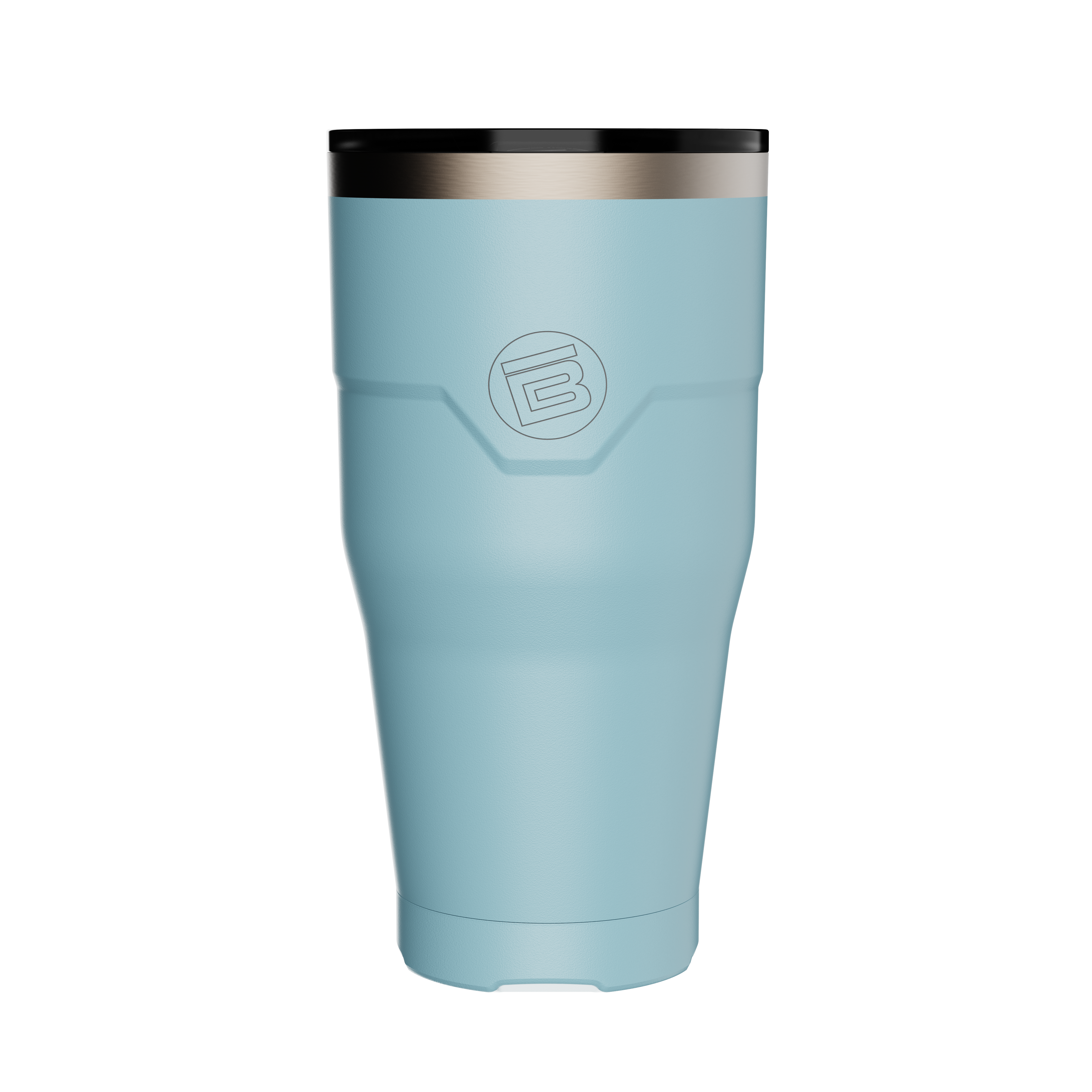 A direct front view of the MAGNETumbler 32oz with Lid Steel Blue, highlighting its main design and branding elements.
