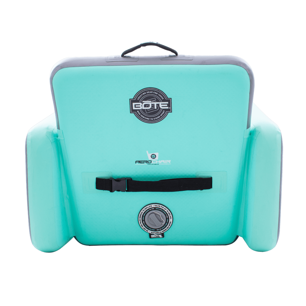 Back of the Aero Chair XL with BOTE logo and clasp for securing when folded