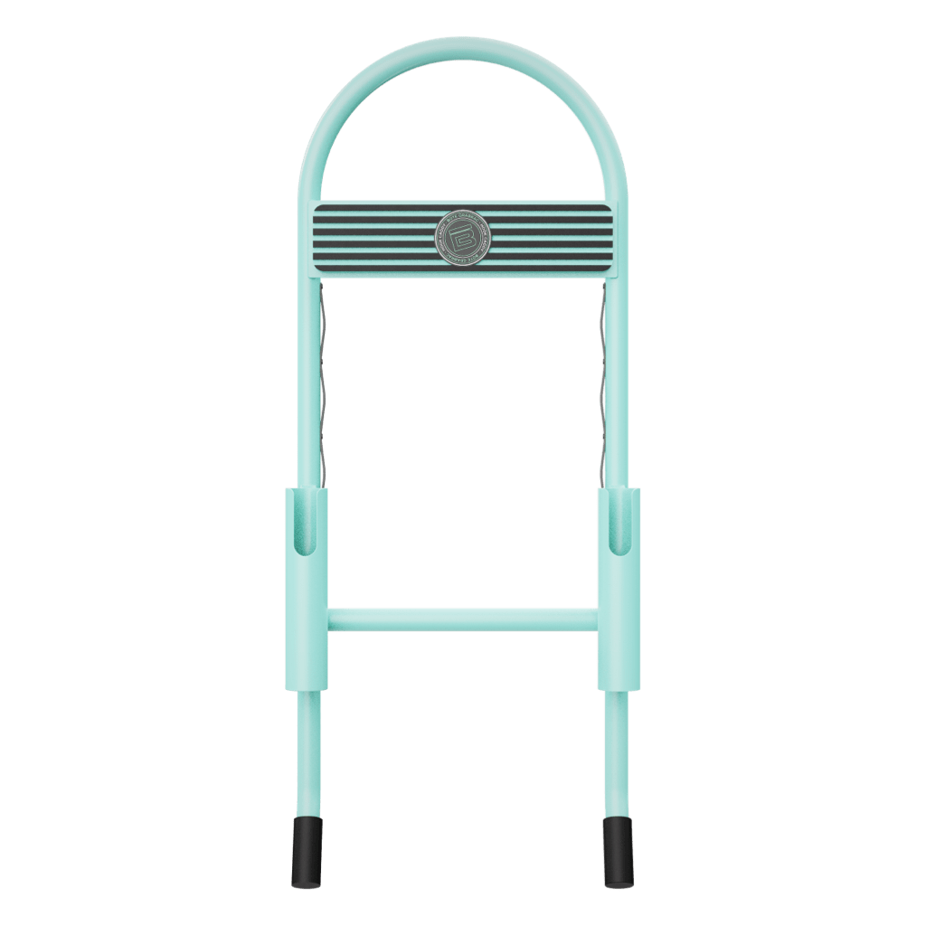 Front view of Grab Rac Seafoam with striped grip pad and rod holders.