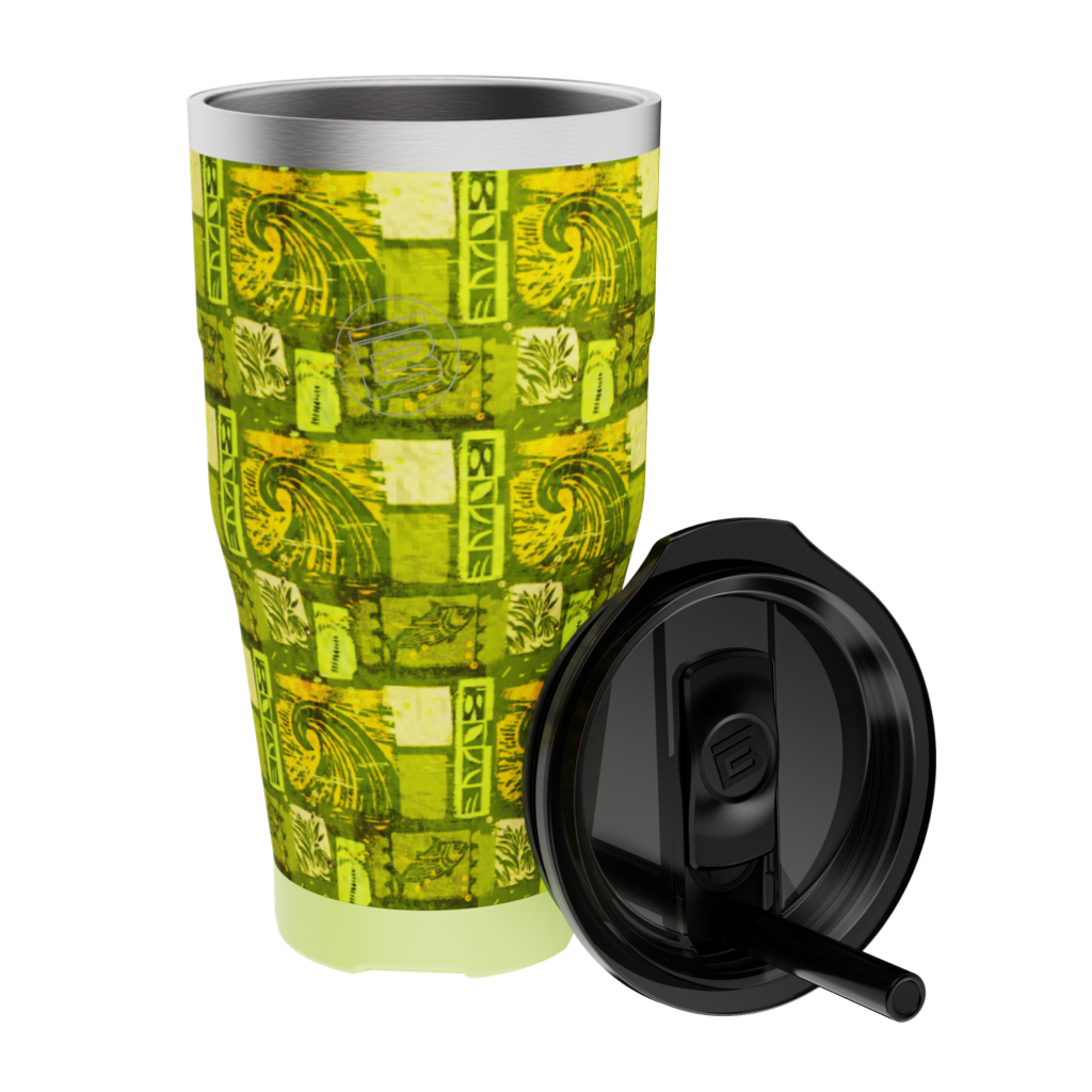 MAGNETumbler 32oz Native Nalu with straw lid shown detached in front.