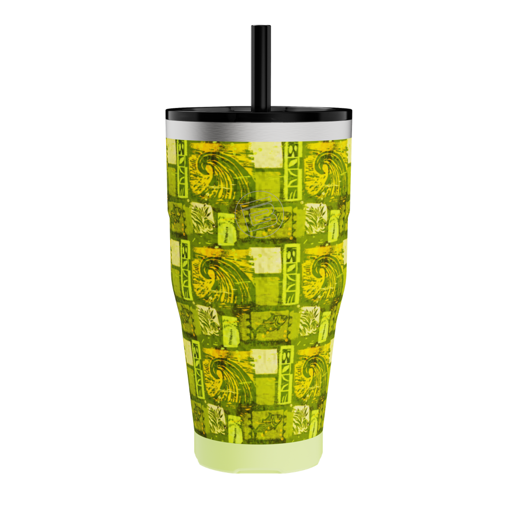 Front view of MAGNETumbler 32oz Native Nalu with vertical black straw.