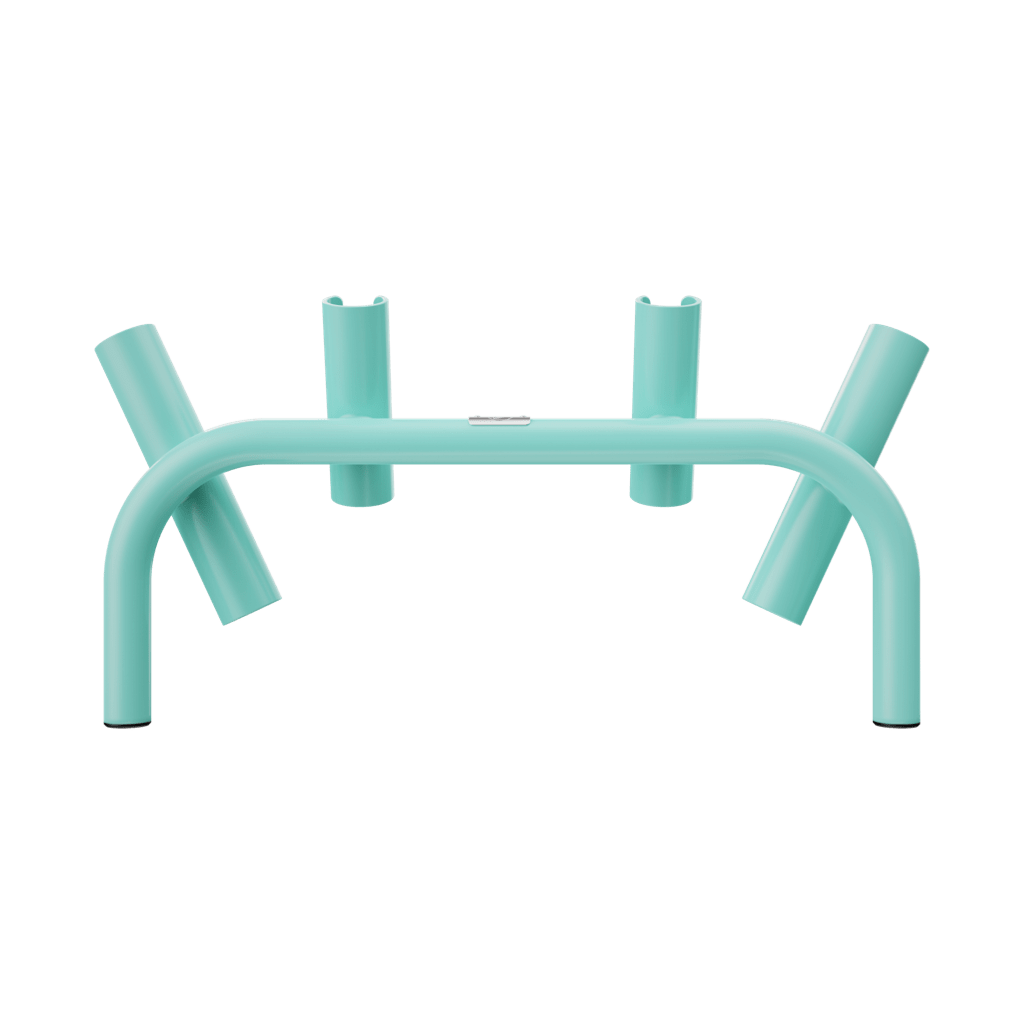 Rear view of Rocket Rac Seafoam rod holder with two center-mounted rod tubes.