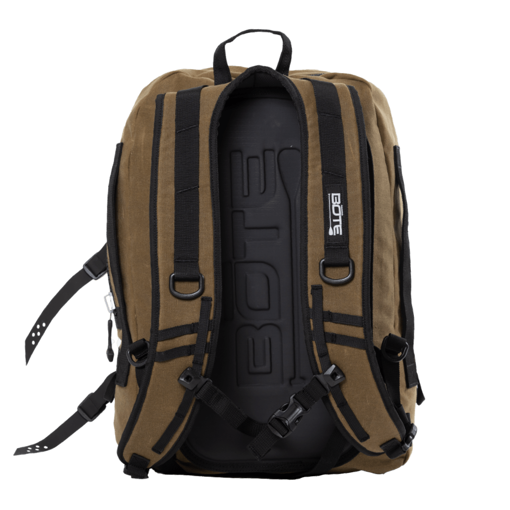 Back view of Highwater Backpack Last Cowboy showing padded straps and embossed back panel.