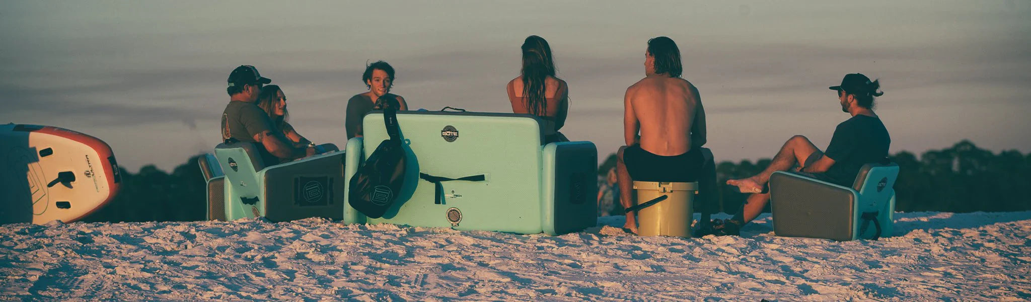 Bote beach gear with people using it on the beach