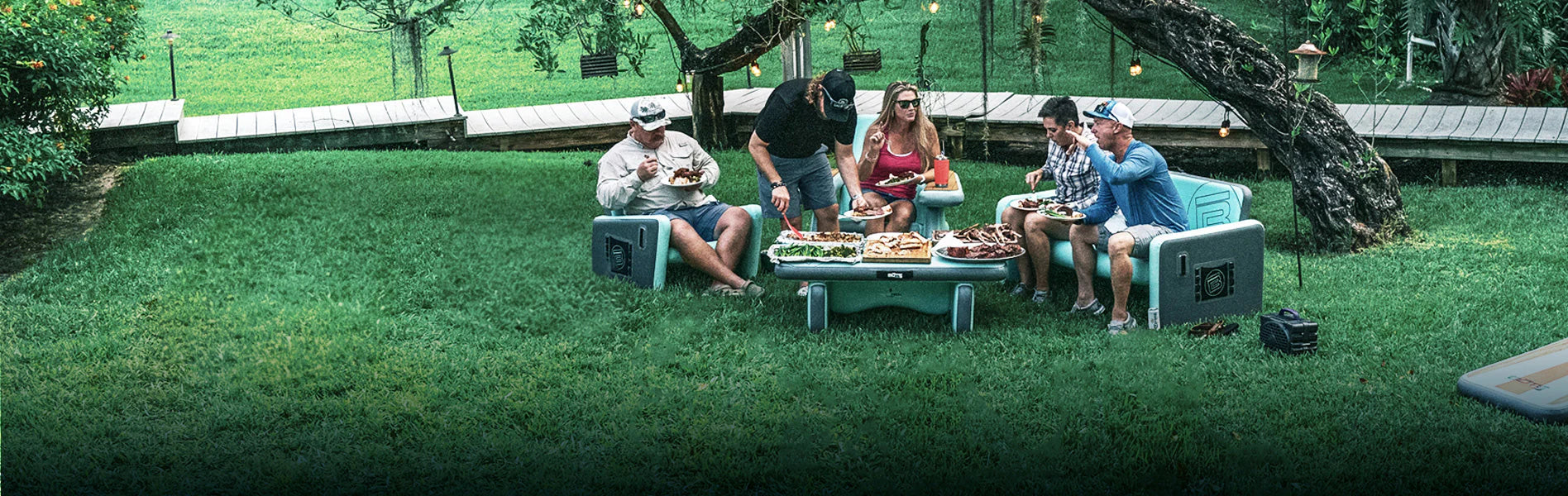 Bote outdoor living product on camping site grass