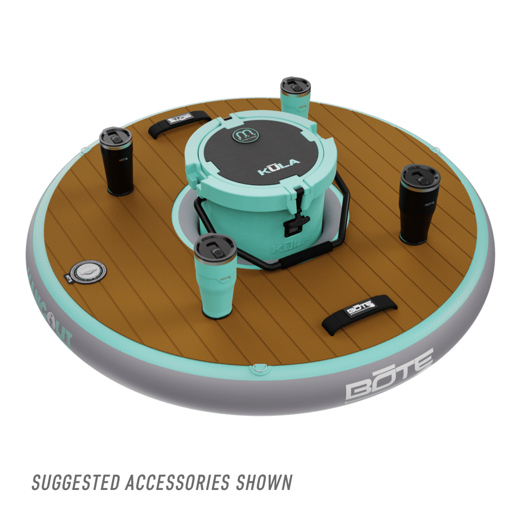 Top view of the Inflatable Hangout Bar Classic with drinkware and cooler