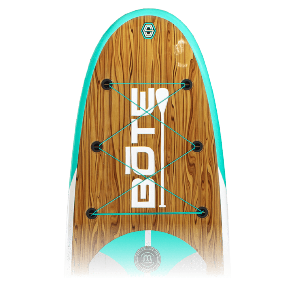 Zoomed in view of the top of the Breeze 10′6″ Classic Cypress Paddle Board