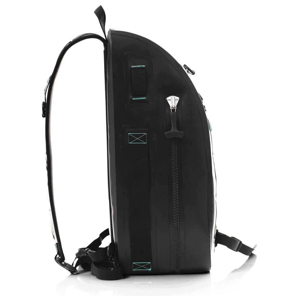 Side of the black Highwater slingpack with TiZip Zipper