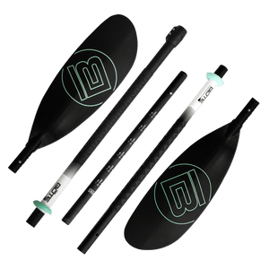 Black paddle with branding on a transparent background