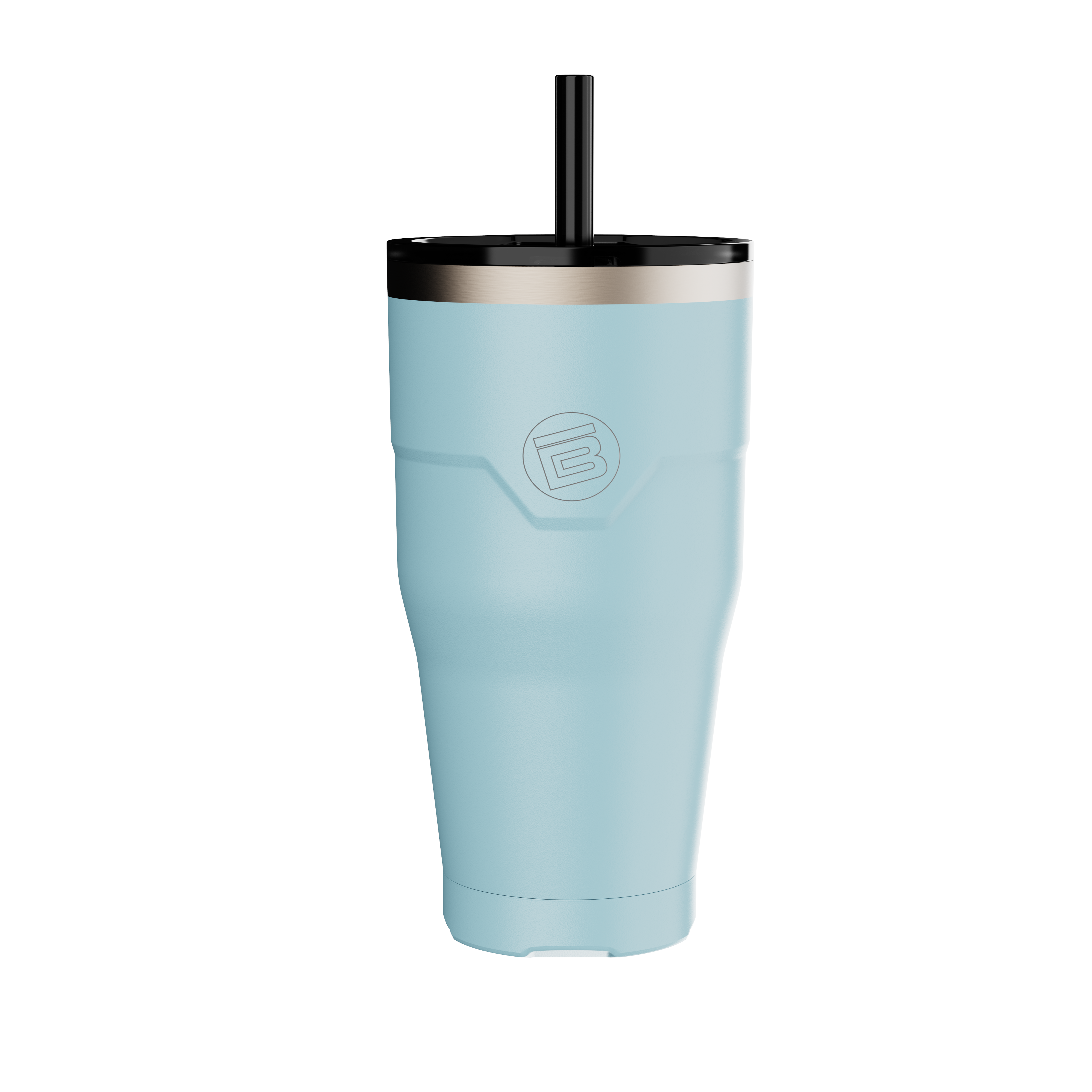 A direct front view of the MAGNETumbler 32oz with Lid Steel Blue, highlighting its main design and branding elements.