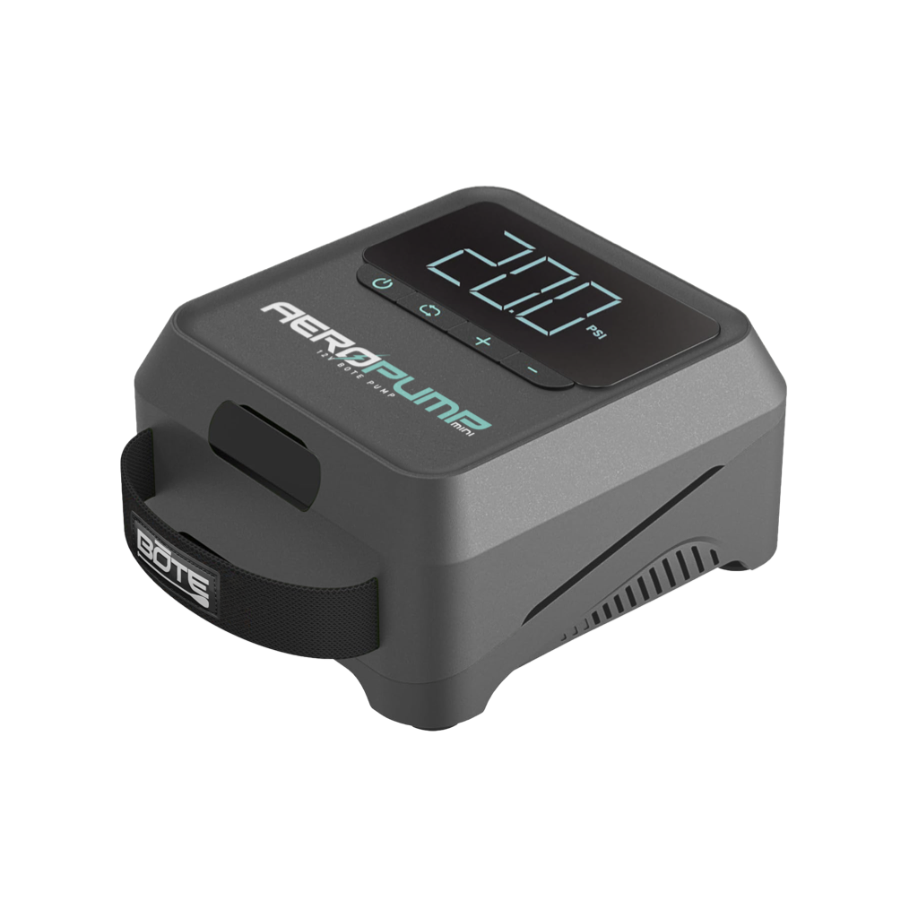 AeroPump Mini 12 Volt Pump angled front view with digital display.