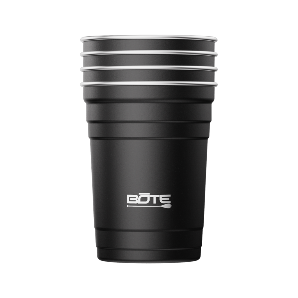 A detailed image of the Stainless Steel Cups 4-Pack Black, showing its design and key features.