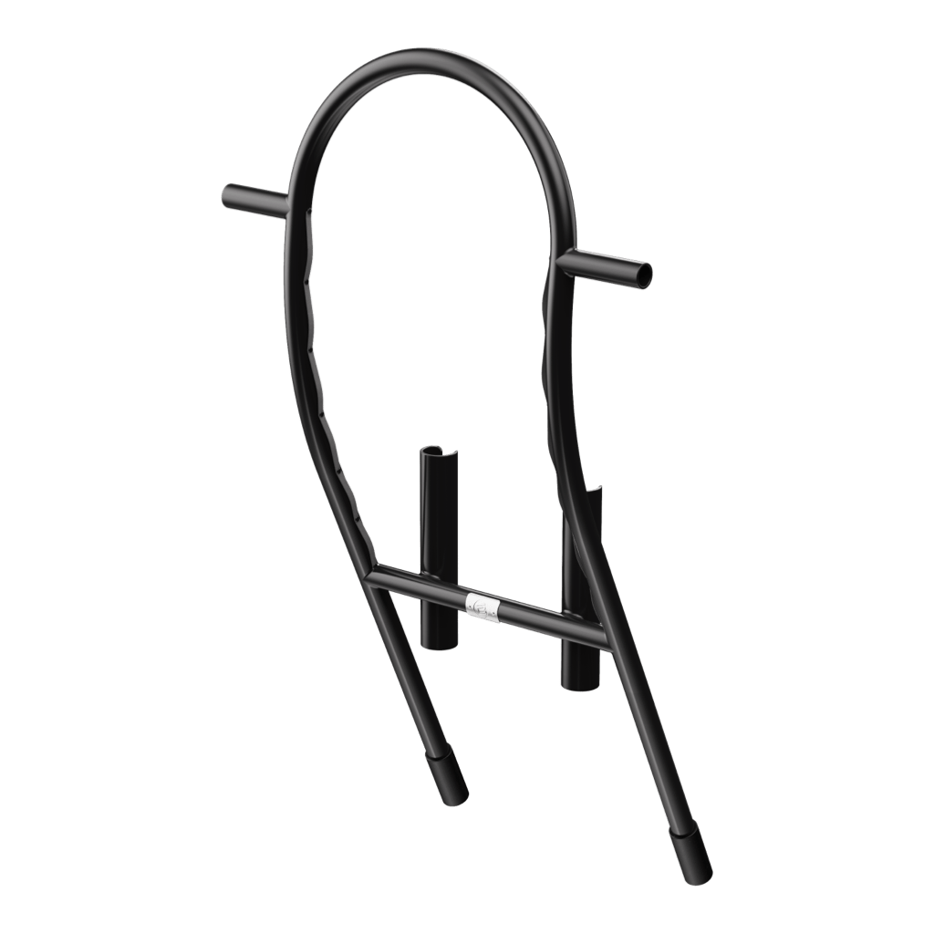 Angled view of the Tackle Rac in black.