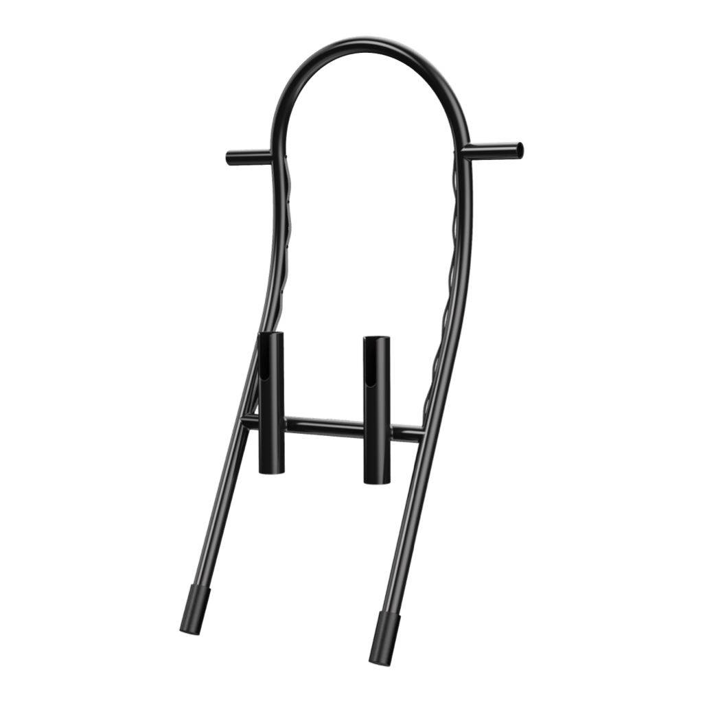 Side view of Tackle Rac Black showing curved frame and integrated rod holders.