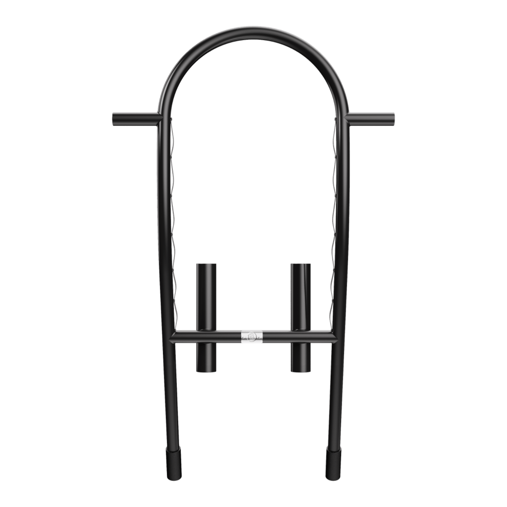 Rear view of Tackle Rac Black with curved top and silver BOTE badge on crossbar.