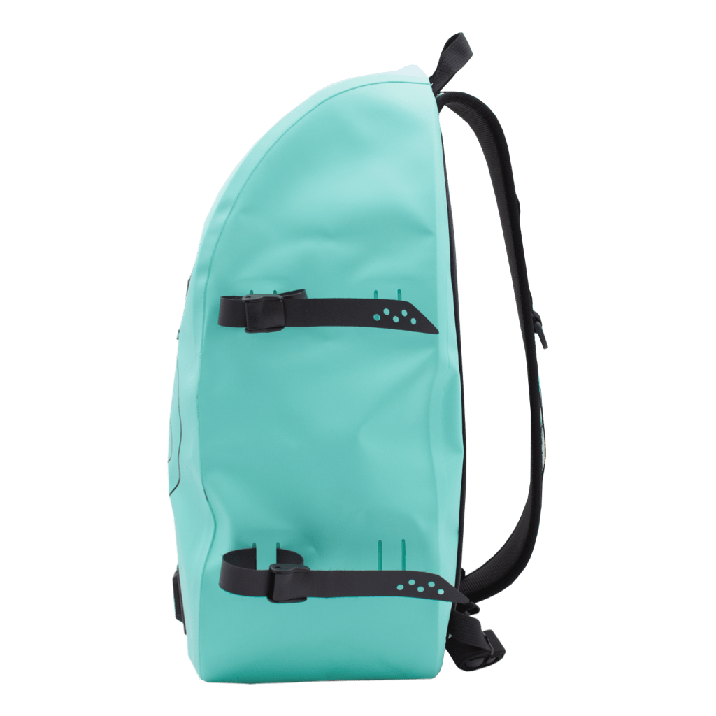 Side view of the Highwater Slingpack Seafoam showing two adjustable black side straps.